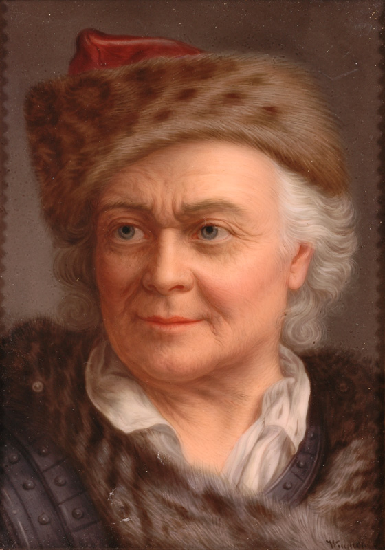 Two Paintings On Porcelain Of An Elderly Couple by Franz Wagner, Late 19thc